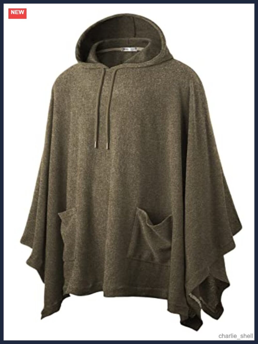 Men's Hooded Poncho Cape Cloak Pullover Hoodie with Pockets